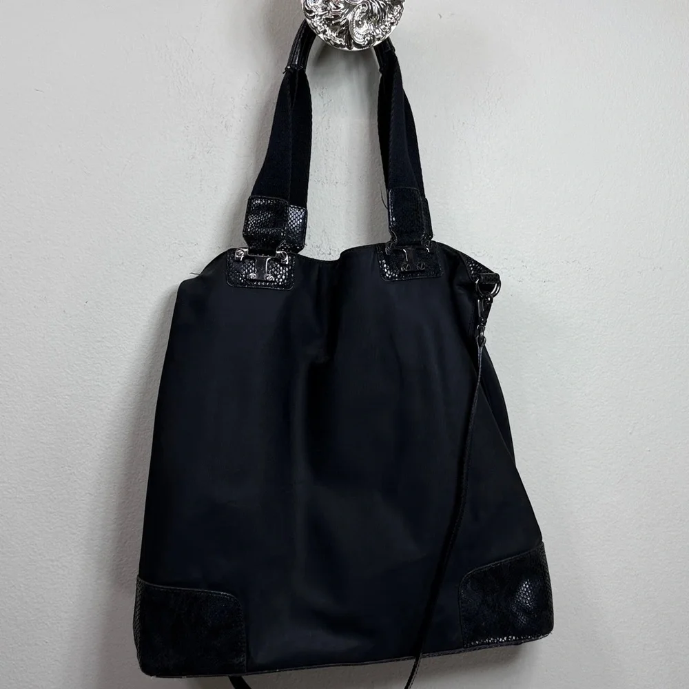 (X3) TORY BURCH NICO bag in black nylon and patent leather, large - Picture 7 of 12